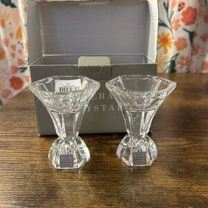 NIB Tipperary Irish Crystal Candle Stick Holders 4” Pair Tapered Vintage